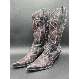 Donald J. Pliner Boots Womens 10 M Brown Leather Western Stitched Pattern